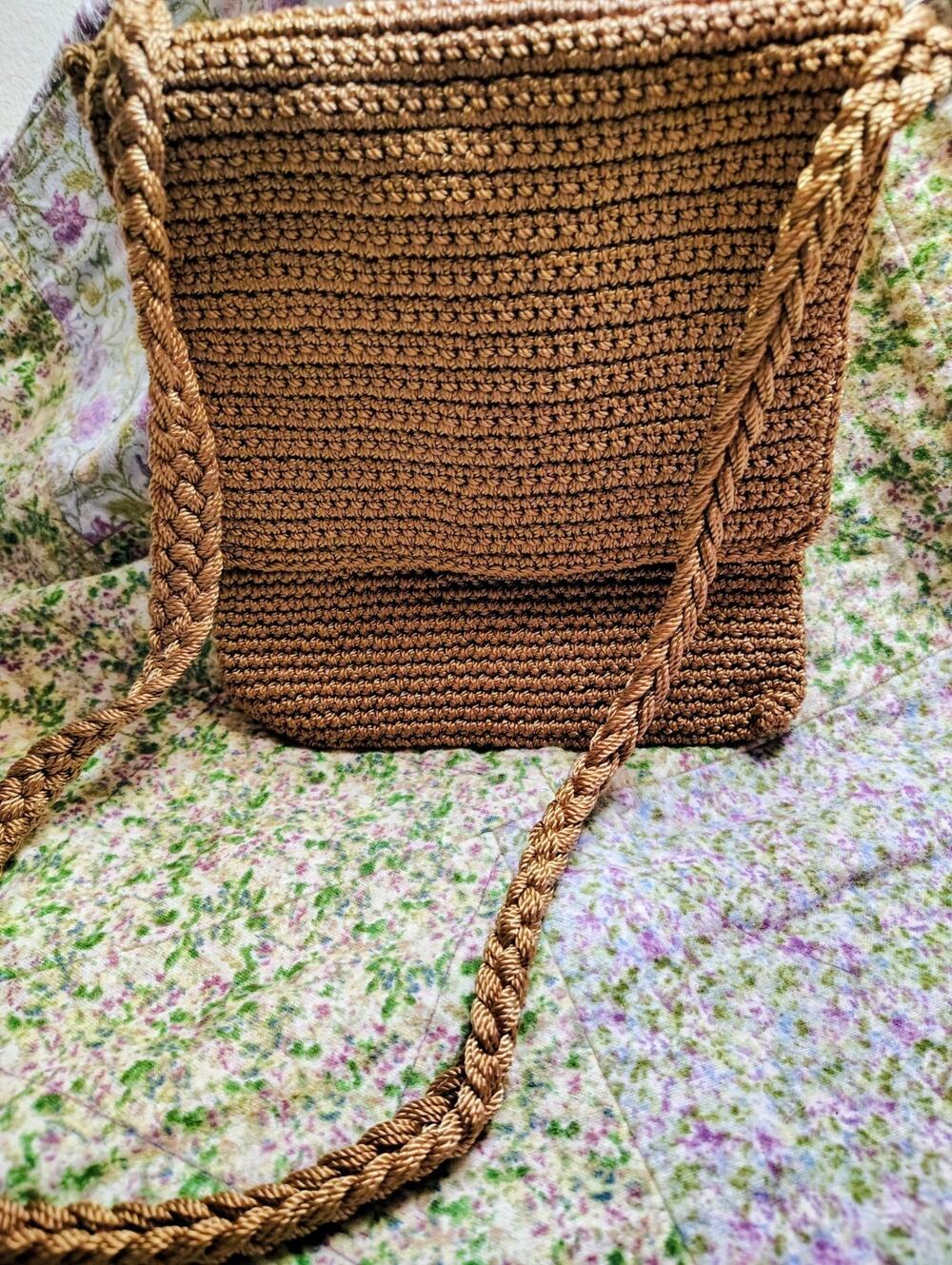 EUC THE SAK Classic Shoulder Cross Body Crochet Purse taupe/Brown